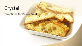  Presentation with white - Presentation consisting of tea time break - biscotti biscuits laid background and a  colored foreground