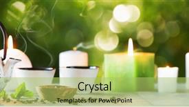  Presentation with tea leaves - Slide set featuring tea time on a natural background and a yellow colored foreground