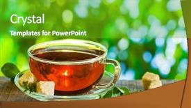  Presentation with hot tea - Beautiful presentation theme featuring tea time pouring out hot backdrop and a shamrock green colored foreground
