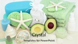  Presentation with sponges - Amazing slide set having tea tree - skincare and spa beauty treatment backdrop and a soft green colored foreground