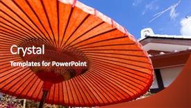  Presentation with umbrella - PPT layouts featuring tea tree oil - traditional red umbrella background and a crimson colored foreground