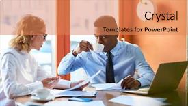  Presentation with busy - Presentation theme consisting of tea while listening to explanation background and a coral colored foreground