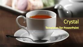  Presentation with cup cake - Presentation theme featuring cup of tea with delicious background and a tawny brown colored foreground