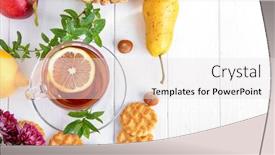  Presentation with hot tea - Colorful theme enhanced with tea-with-herbs-fruits backdrop and a sky blue colored foreground