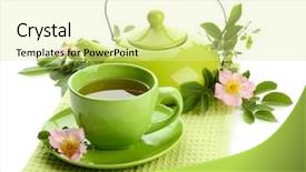  Presentation with tea cup - Cool new theme with tea with hip rose flower backdrop and a blonde colored foreground