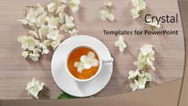  Presentation with jasmine flower - Presentation theme enhanced with tea with jasmine flower background and a mint green colored foreground