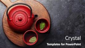  Presentation with tea - PPT theme having tea-with-lemon-and-mint background and a dark gray colored foreground