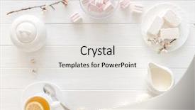  Presentation with high tea - Presentation theme with tea with lemon macaroon background and a light gray colored foreground