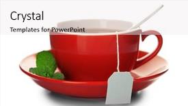  Presentation with tea leaves fresh green leaf - Slide deck consisting of tea with mint leaves background and a  colored foreground