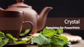  Presentation with afternoon tea - PPT theme featuring tea with mint background and a tawny brown colored foreground