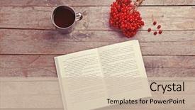  Presentation with tea cup - Amazing PPT theme having tea with open book backdrop and a soft green colored foreground