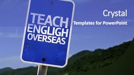  Presentation with teach - Amazing theme having world englishes - teach english overseas sign backdrop and a teal colored foreground