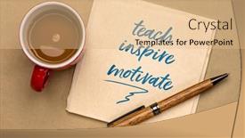  Presentation with teach - PPT theme featuring teach-inspire-motivate-inspirational-handwriting background and a coral colored foreground