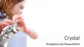  Presentation with flute - PPT theme enhanced with teach kids decipline - girl playing flute background and a  colored foreground