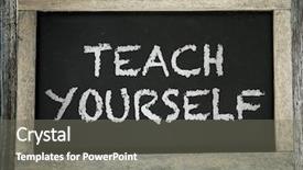  Presentation with teach - PPT theme featuring teach yourself written on chalkboard background and a gray colored foreground