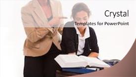  Presentation with pupil - Audience pleasing PPT theme consisting of teacher and pupil and a pile of books backdrop and a pink colored foreground