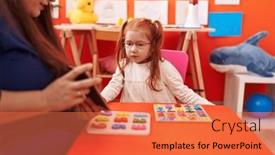  Presentation with playing cards - PPT layouts having teacher-and-student-playing background and a red colored foreground