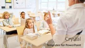  Presentation with teaching - Amazing slide deck having teacher-and-student backdrop and a lemonade colored foreground