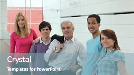  Presentation with teacher - Slides with teacher-and-students background and a light blue colored foreground