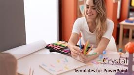  Presentation with planets - Slide deck having teacher-and-toddler-having-planets background and a coral colored foreground