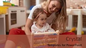  Presentation with maths - Presentation theme featuring teacher-and-toddler-learning-maths background and a red colored foreground