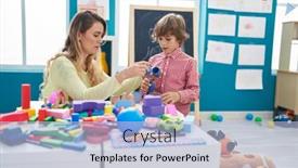  Presentation with geometry - Presentation theme having teacher-and-toddler-playing background and a light blue colored foreground