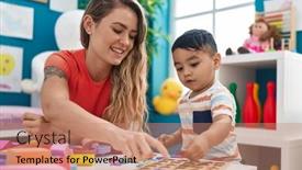  Presentation with maths - Presentation design having teacher-and-toddler-playing background and a coral colored foreground