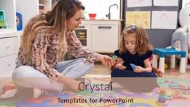  Presentation with maths - Slide set enhanced with teacher-and-toddler-playing background and a coral colored foreground