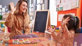  Presentation with maths - Presentation having teacher-and-toddler-playing background and a coral colored foreground