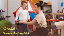  Presentation with circus - Presentation theme featuring teacher-and-toddler-playing background and a tawny brown colored foreground