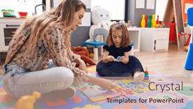  Presentation with maths - Presentation theme having teacher-and-toddler-playing background and a coral colored foreground