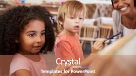  Presentation with school children - Amazing presentation theme having teacher at montessori school helping backdrop and a coral colored foreground