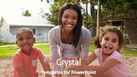  Presentation with montessori - Slide deck enhanced with teacher at montessori school playing background and a red colored foreground