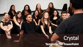  Presentation with art dance - Amazing PPT layouts having teacher at performing arts school backdrop and a wine colored foreground