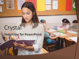 Teacher Correcting Some Class Work PPT template 63 | CrystalGraphics