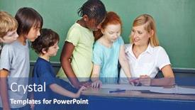  Presentation with students - Slide deck consisting of teacher-explains-grading-to-students background and a ocean colored foreground