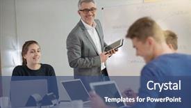  Presentation with economics - Audience pleasing slides consisting of teacher giving economics class using backdrop and a ocean colored foreground