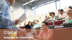  Presentation with high school students - Presentation theme having teacher giving tests to student background and a coral colored foreground
