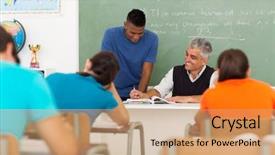  Presentation with senior high school - Cool new presentation with teacher helping a high school backdrop and a coral colored foreground