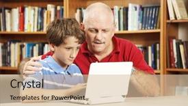  Presentation with teacher and student - Amazing slide deck having teacher helping a student use backdrop and a  colored foreground