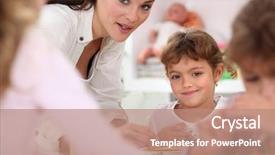  Presentation with dance teacher and children - Presentation theme consisting of teacher helping children in class background and a coral colored foreground