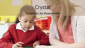  Presentation with literacy - PPT layouts consisting of teacher helping female pupil background and a  colored foreground