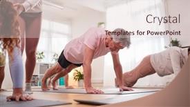  Presentation with community center - Audience pleasing PPT theme consisting of teacher-helping-group-stretching backdrop and a lemonade colored foreground