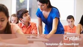  Presentation with high school diversity - Slide deck having teacher helping male high school background and a  colored foreground