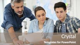  Presentation with helping students to succedd - Presentation consisting of teacher helping students on project background and a gray colored foreground