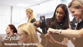  Presentation with helping - Beautiful PPT theme featuring teacher helping students training backdrop and a tawny brown colored foreground