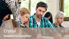  Presentation with helping - Theme enhanced with teacher helping students with assignment background and a coral colored foreground