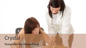  Presentation with teen - Audience pleasing presentation theme consisting of teacher helping teen student one backdrop and a coral colored foreground