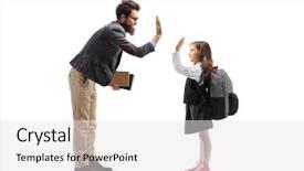  Presentation with teacher - Colorful slides enhanced with teacher high-fiving a schoolgirl backdrop and a white colored foreground