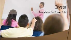  Presentation with math teacher - PPT theme consisting of teacher holding elementary school maths background and a soft green colored foreground